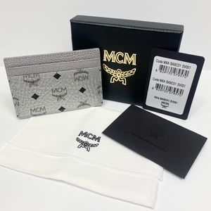 MCM Visetos Silver Monogram Card Holder